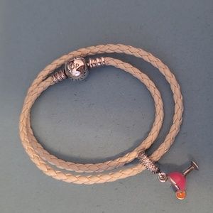 White leather bracelet and margarita charm.